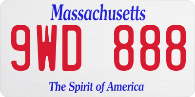 MA license plate 9WD888