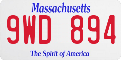 MA license plate 9WD894