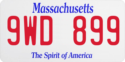 MA license plate 9WD899