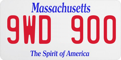 MA license plate 9WD900