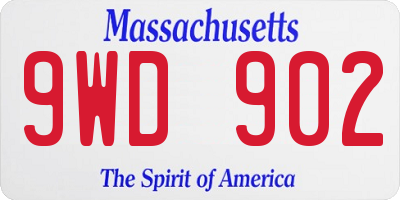 MA license plate 9WD902