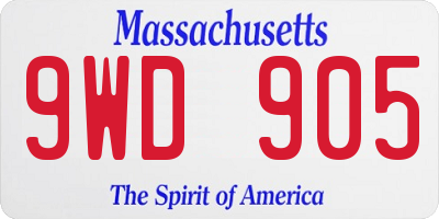 MA license plate 9WD905
