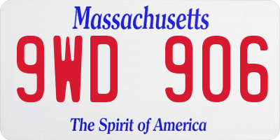 MA license plate 9WD906
