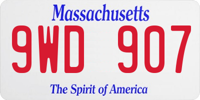 MA license plate 9WD907