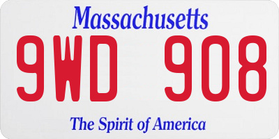 MA license plate 9WD908