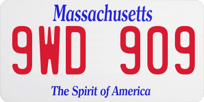 MA license plate 9WD909