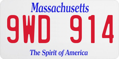 MA license plate 9WD914