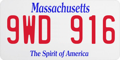 MA license plate 9WD916