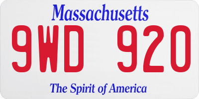MA license plate 9WD920