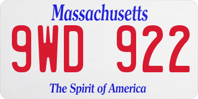 MA license plate 9WD922