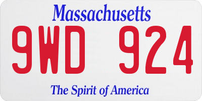 MA license plate 9WD924