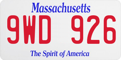 MA license plate 9WD926