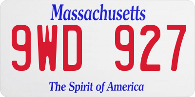 MA license plate 9WD927