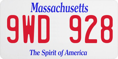 MA license plate 9WD928