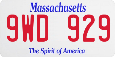 MA license plate 9WD929