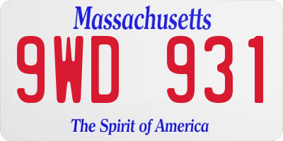 MA license plate 9WD931