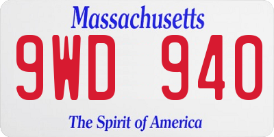 MA license plate 9WD940