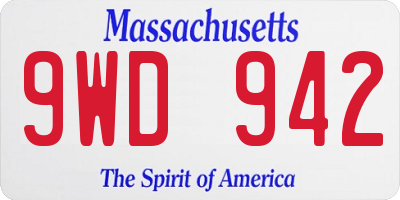 MA license plate 9WD942