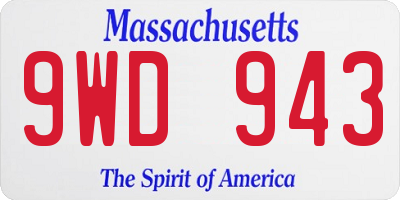 MA license plate 9WD943