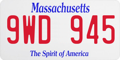 MA license plate 9WD945