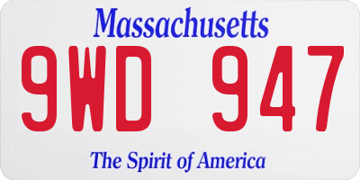 MA license plate 9WD947