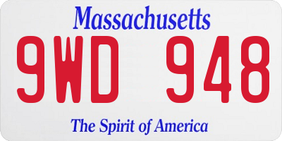 MA license plate 9WD948