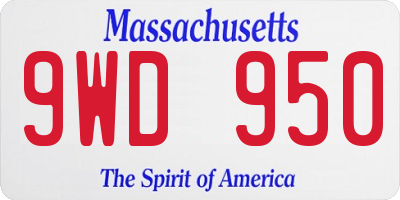 MA license plate 9WD950