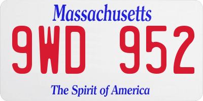 MA license plate 9WD952