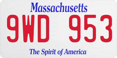 MA license plate 9WD953