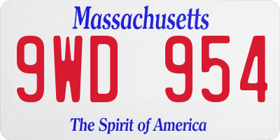 MA license plate 9WD954