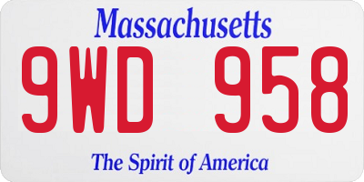 MA license plate 9WD958