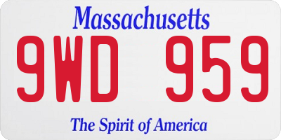 MA license plate 9WD959
