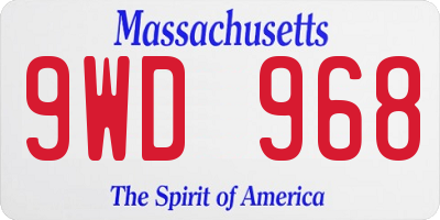 MA license plate 9WD968