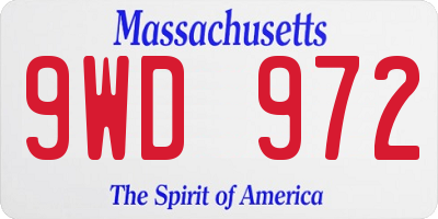 MA license plate 9WD972