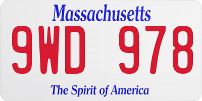 MA license plate 9WD978