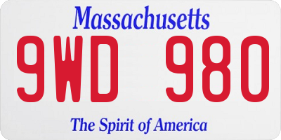 MA license plate 9WD980