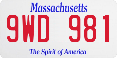 MA license plate 9WD981