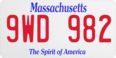 MA license plate 9WD982