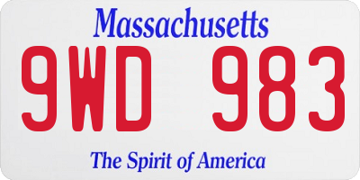 MA license plate 9WD983