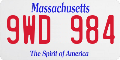 MA license plate 9WD984