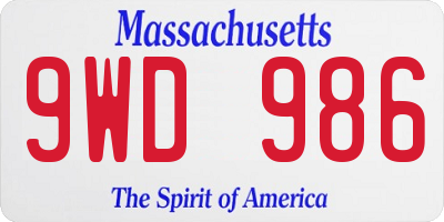 MA license plate 9WD986
