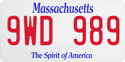 MA license plate 9WD989