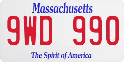 MA license plate 9WD990