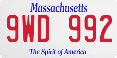 MA license plate 9WD992
