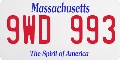 MA license plate 9WD993