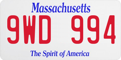 MA license plate 9WD994