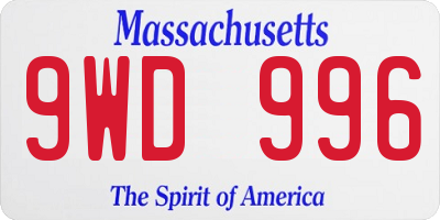 MA license plate 9WD996