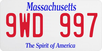 MA license plate 9WD997