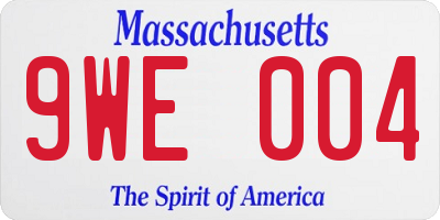 MA license plate 9WE004