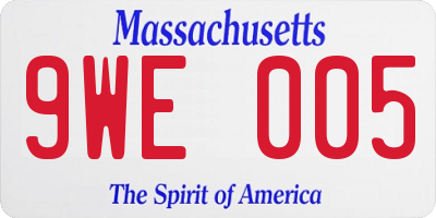 MA license plate 9WE005